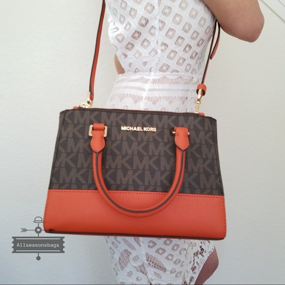 Michael Kors Kellen tangerine brown xs Satchel NWT - Picture 2 of 7